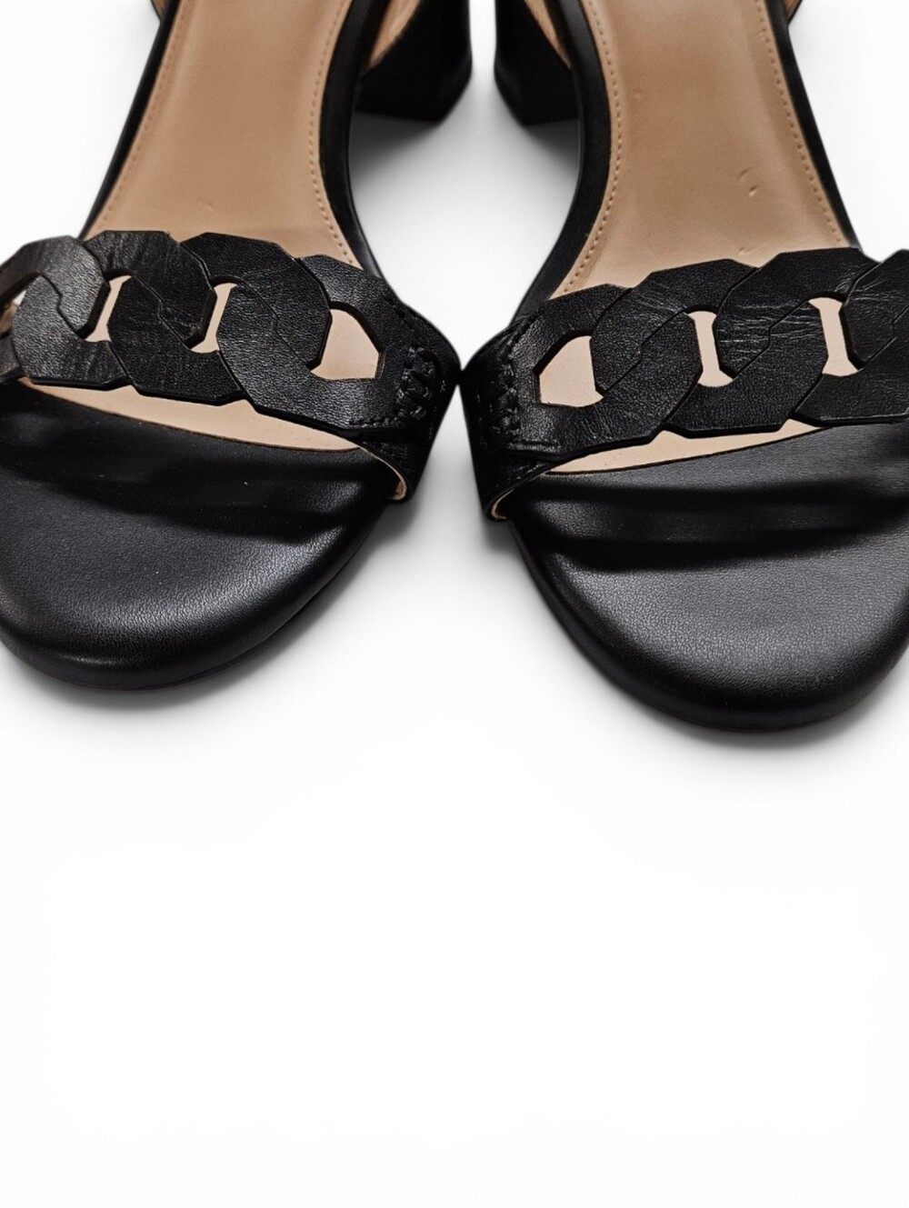 Cole Haan Josie Chain Link Grand 360 Ankle Wrap Block Heels In Black Size 8 - Picture 6 of 12
